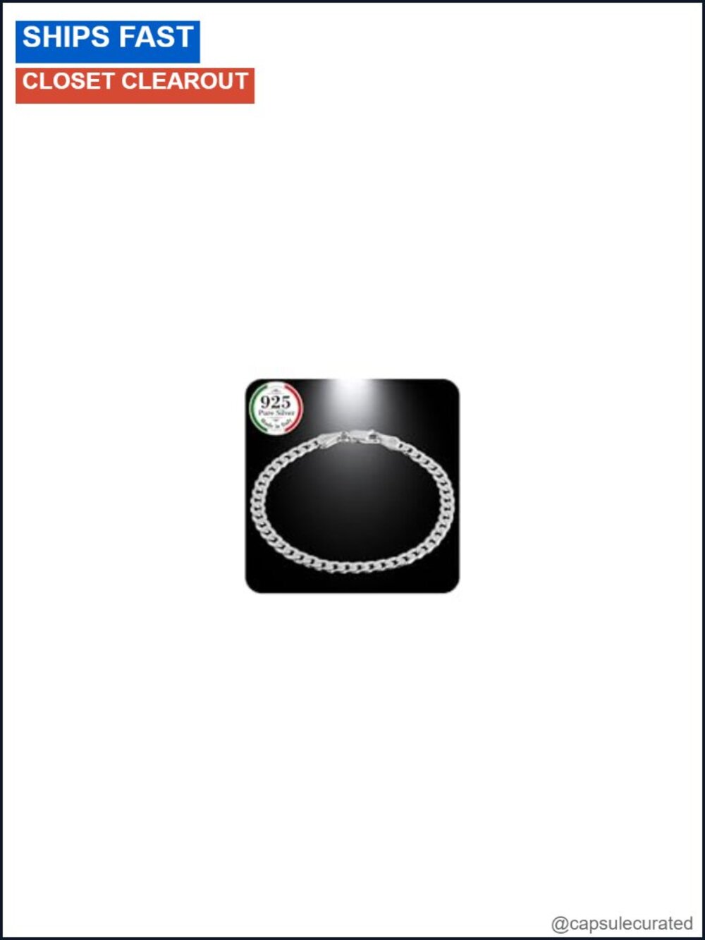 925 Sterling Silver Cuban Link Bracelet 5mm Diamond Cut Men Italy